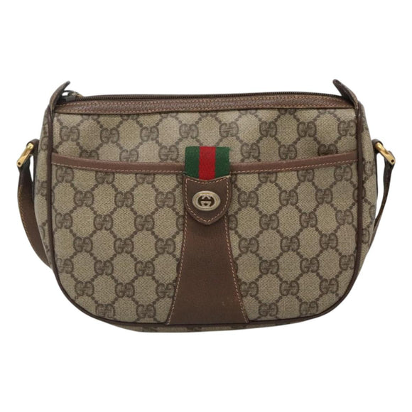 GUCCI GG Supreme Web Sherry Line Shoulder Bag PVC Beige Red 89 02 032 Auth BA465