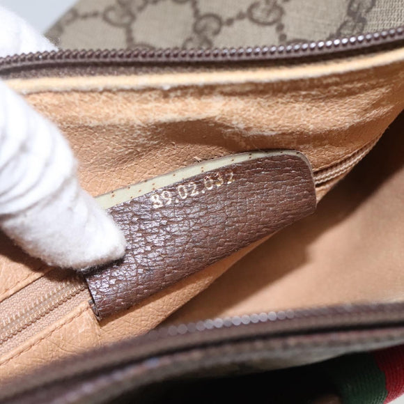 GUCCI GG Supreme Web Sherry Line Shoulder Bag PVC Beige Red 89 02 032 Auth BA465