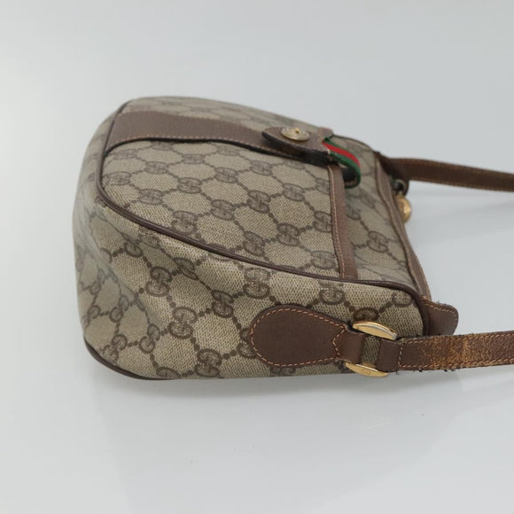 GUCCI GG Supreme Web Sherry Line Shoulder Bag PVC Beige Red 89 02 032 Auth BA465