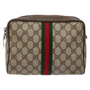 GUCCI GG Supreme Web Sherry Line Clutch Bag PVC Beige Gold 010 378 Auth BA4656-2
