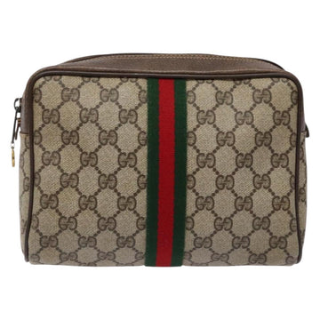GUCCI GG Supreme Web Sherry Line Clutch Bag PVC Beige Gold 010 378 Auth BA4656 - 0