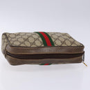 GUCCI GG Supreme Web Sherry Line Clutch Bag PVC Beige Gold 010 378 Auth BA4656-6