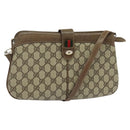 GUCCI GG Supreme Web Sherry Line Shoulder Bag PVC Beige Red Auth BA4658-1