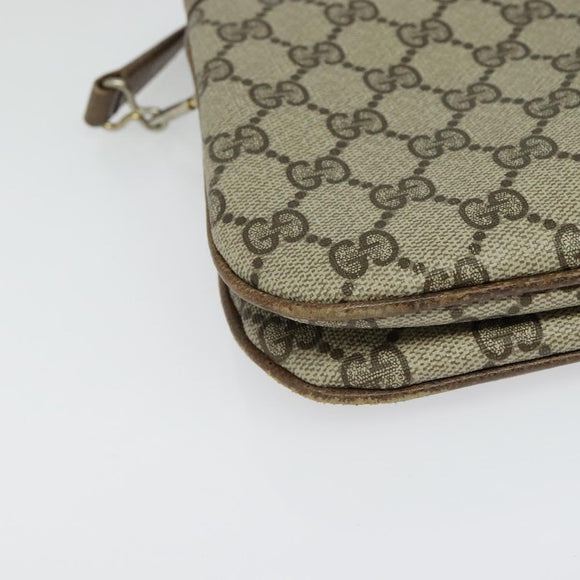 GUCCI GG Supreme Web Sherry Line Shoulder Bag PVC Beige Red Auth BA4658