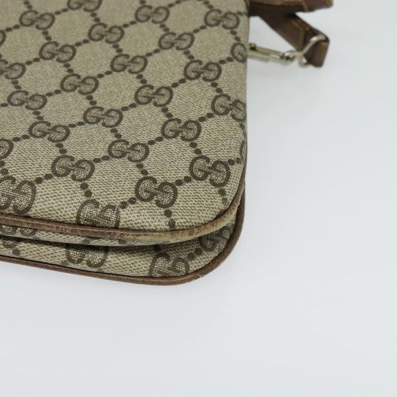 GUCCI GG Supreme Web Sherry Line Shoulder Bag PVC Beige Red Auth BA4658