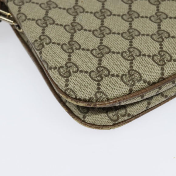 GUCCI GG Supreme Web Sherry Line Shoulder Bag PVC Beige Red Auth BA4658