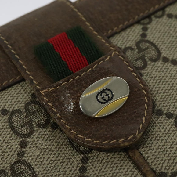 GUCCI GG Supreme Web Sherry Line Shoulder Bag PVC Beige Red Auth BA4658