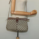 GUCCI GG Supreme Web Sherry Line Shoulder Bag PVC Beige Red Auth BA4658-23