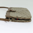 GUCCI GG Supreme Web Sherry Line Shoulder Bag PVC Beige Red Auth BA4658-3