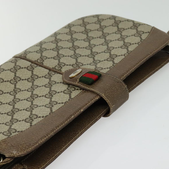 GUCCI GG Supreme Web Sherry Line Shoulder Bag PVC Beige Red Auth BA4658