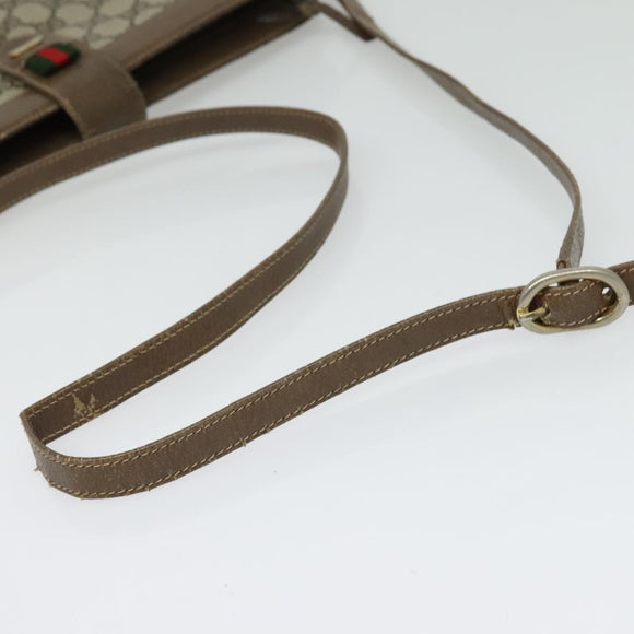 GUCCI GG Supreme Web Sherry Line Shoulder Bag PVC Beige Red Auth BA4658