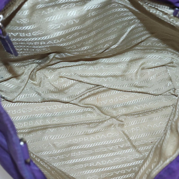 PRADA Tote Bag Nylon Purple Silver Auth BA4659