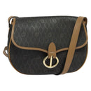 Christian Dior Honeycomb Canvas Shoulder Bag PVC Black Gold Auth BA4665-1