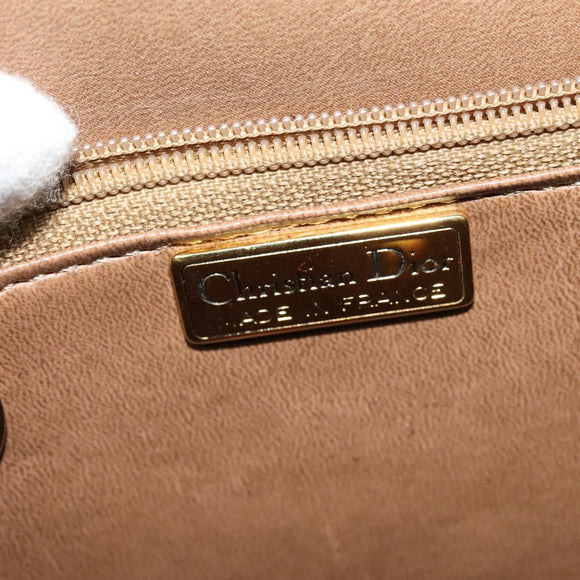 Christian Dior Honeycomb Canvas Shoulder Bag PVC Black Gold Auth BA4665