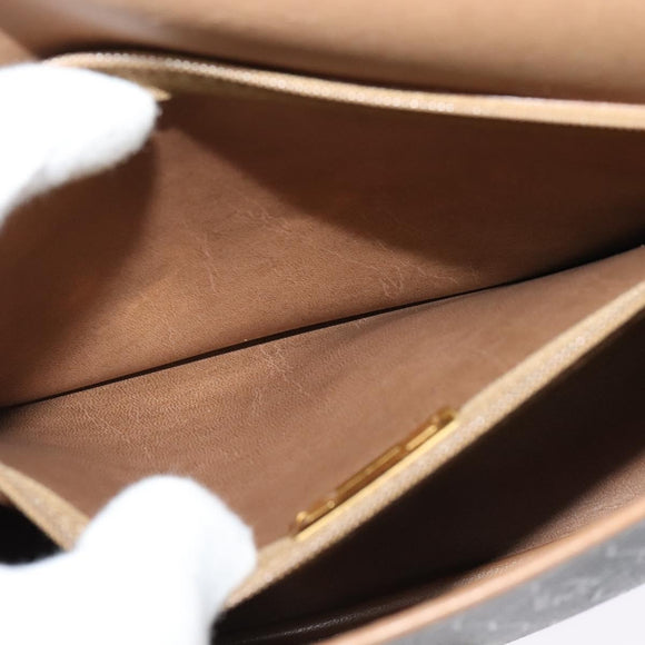 Christian Dior Honeycomb Canvas Shoulder Bag PVC Black Gold Auth BA4665