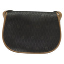 Christian Dior Honeycomb Canvas Shoulder Bag PVC Black Gold Auth BA4665-2