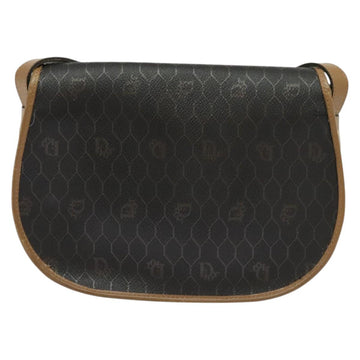 Christian Dior Honeycomb Canvas Shoulder Bag PVC Black Gold Auth BA4665 - 0