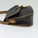 Christian Dior Honeycomb Canvas Shoulder Bag PVC Black Gold Auth BA4665-3