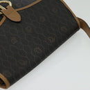 Christian Dior Honeycomb Canvas Shoulder Bag PVC Black Gold Auth BA4665-6