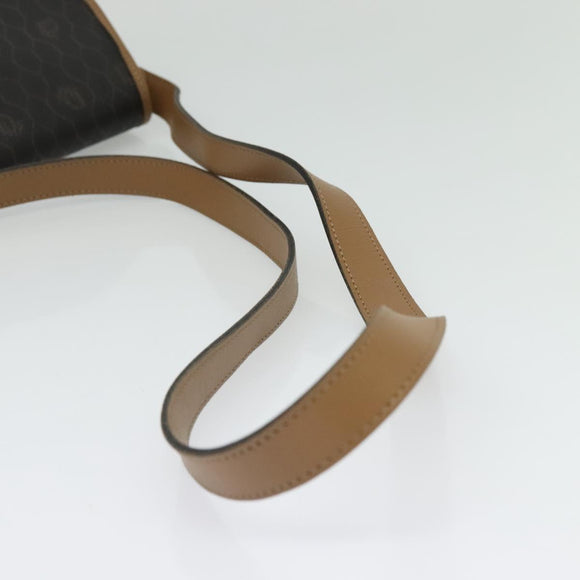 Christian Dior Honeycomb Canvas Shoulder Bag PVC Black Gold Auth BA4665