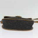 Christian Dior Honeycomb Canvas Shoulder Bag PVC Black Gold Auth BA4665-5