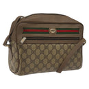 GUCCI GG Supreme Web Sherry Line Shoulder Bag PVC Leather Beige Red Auth BA467-1