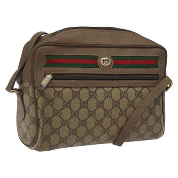 GUCCI GG Supreme Web Sherry Line Shoulder Bag PVC Leather Beige Red Auth BA467