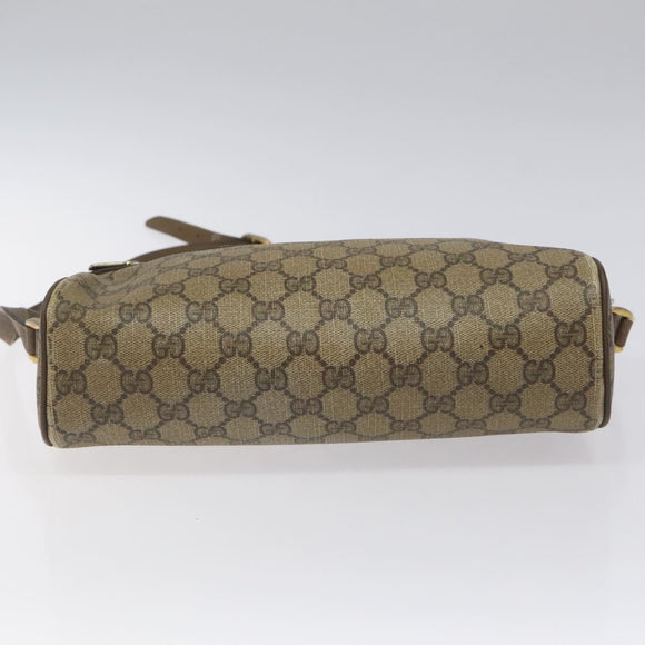 GUCCI GG Supreme Web Sherry Line Shoulder Bag PVC Leather Beige Red Auth BA467