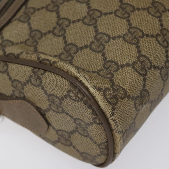 GUCCI GG Supreme Web Sherry Line Shoulder Bag PVC Leather Beige Red Auth BA467