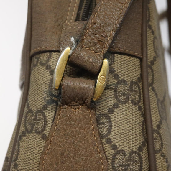 GUCCI GG Supreme Web Sherry Line Shoulder Bag PVC Leather Beige Red Auth BA467