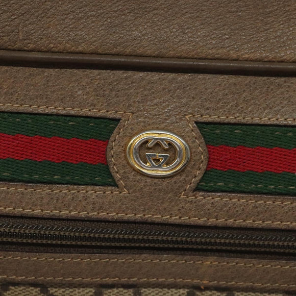 GUCCI GG Supreme Web Sherry Line Shoulder Bag PVC Leather Beige Red Auth BA467