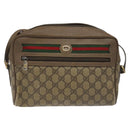 GUCCI GG Supreme Web Sherry Line Shoulder Bag PVC Leather Beige Red Auth BA467-13