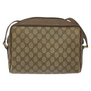 GUCCI GG Supreme Web Sherry Line Shoulder Bag PVC Leather Beige Red Auth BA467-2