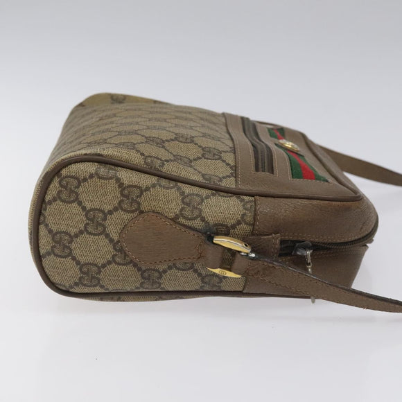 GUCCI GG Supreme Web Sherry Line Shoulder Bag PVC Leather Beige Red Auth BA467