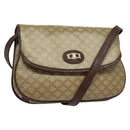 CELINE Macadam Canvas Shoulder Bag Beige Gold Auth BA4671-1