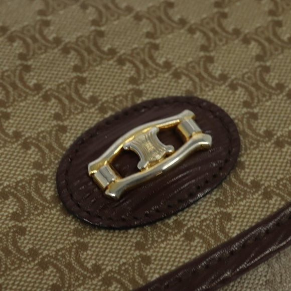 CELINE Macadam Canvas Shoulder Bag Beige Gold Auth BA4671