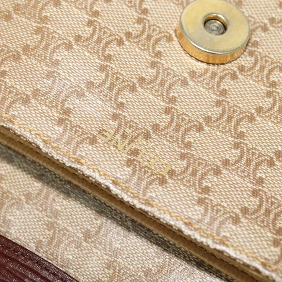 CELINE Macadam Canvas Shoulder Bag Beige Gold Auth BA4671