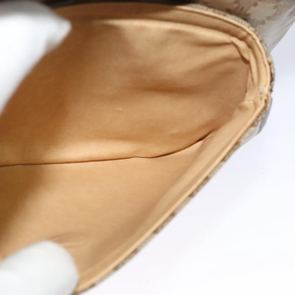 CELINE Macadam Canvas Shoulder Bag Beige Gold Auth BA4671