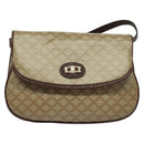 CELINE Macadam Canvas Shoulder Bag Beige Gold Auth BA4671-13