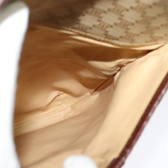 CELINE Macadam Canvas Shoulder Bag Beige Gold Auth BA4671