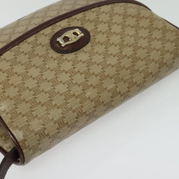 CELINE Macadam Canvas Shoulder Bag Beige Gold Auth BA4671