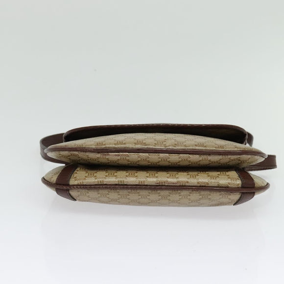 CELINE Macadam Canvas Shoulder Bag Beige Gold Auth BA4671