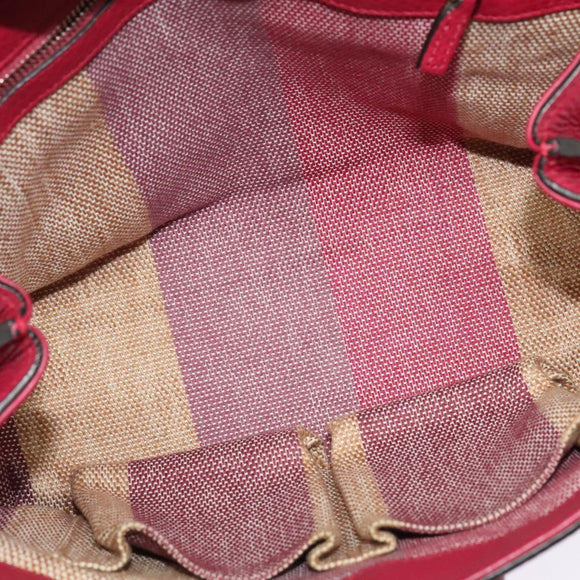 GUCCI Bamboo Daily Hand Bag Leather 2way Pink Silver 370831 Auth BA4678