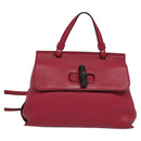 GUCCI Bamboo Daily Hand Bag Leather 2way Pink Silver 370831 Auth BA4678-13