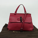 GUCCI Bamboo Daily Hand Bag Leather 2way Pink Silver 370831 Auth BA4678-12