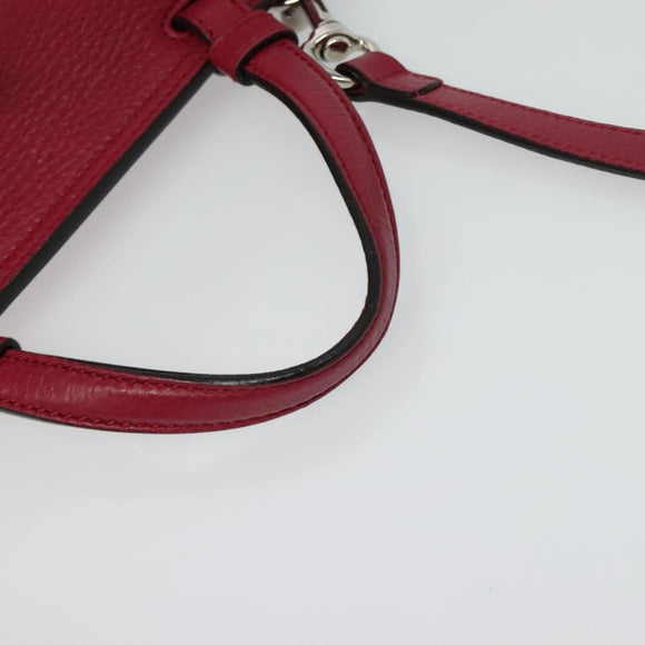 GUCCI Bamboo Daily Hand Bag Leather 2way Pink Silver 370831 Auth BA4678