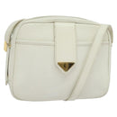 SAINT LAURENT Shoulder Bag Leather White Gold Auth BA4681-1