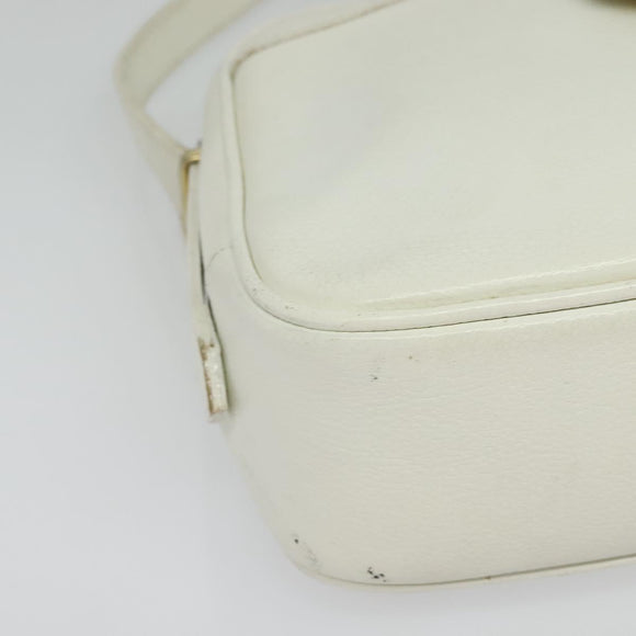 SAINT LAURENT Shoulder Bag Leather White Gold Auth BA4681