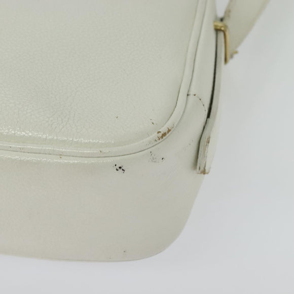 SAINT LAURENT Shoulder Bag Leather White Gold Auth BA4681