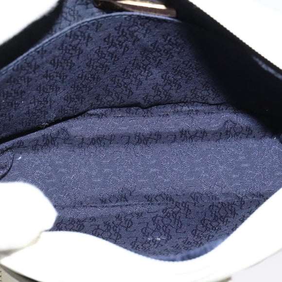 SAINT LAURENT Shoulder Bag Leather White Gold Auth BA4681